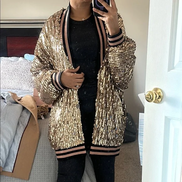Free People Gold Sequin Jacket (NWOT) - Picture 1 of 5